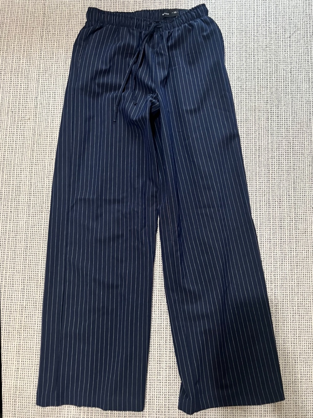 Navy blue drawstring striped pants